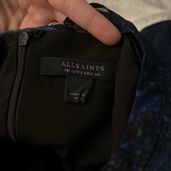 All saints Hali Tamora Snakeskin Print Dress open back ruched sheer - Picture 6 of 6